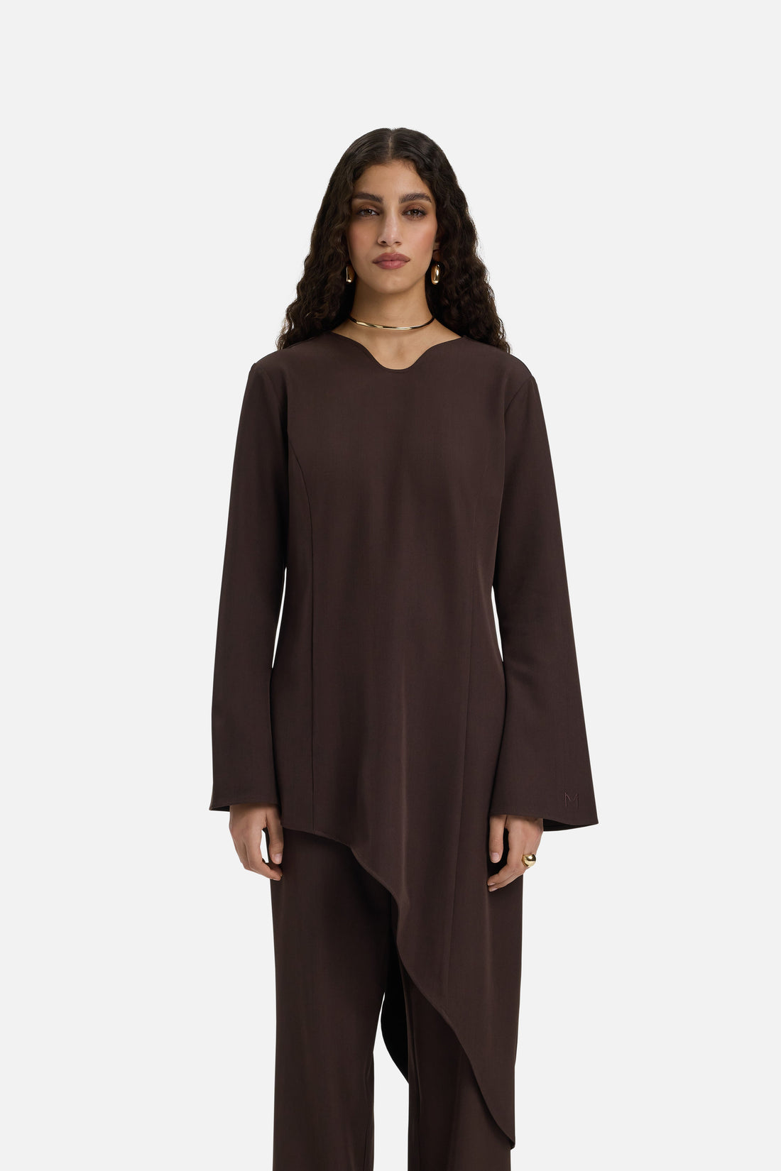 Doux Curved Tailored Haut | Dark Brown