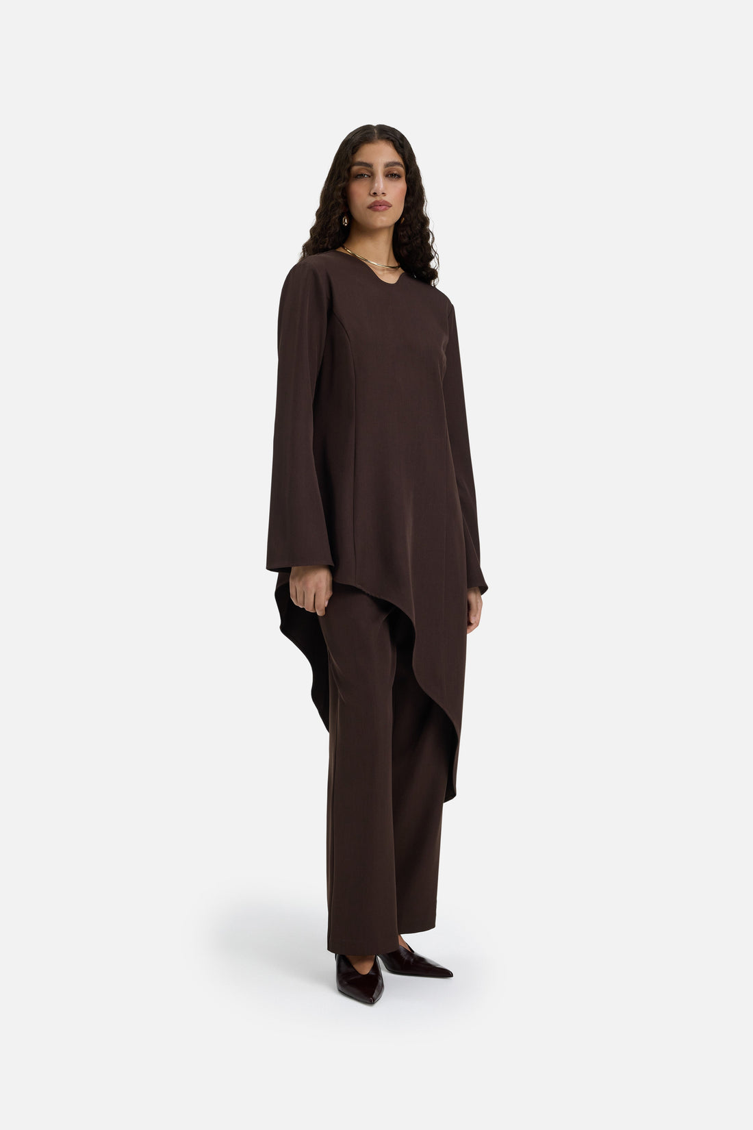 Straight Cut Tailored Pantalon | Dark Brown