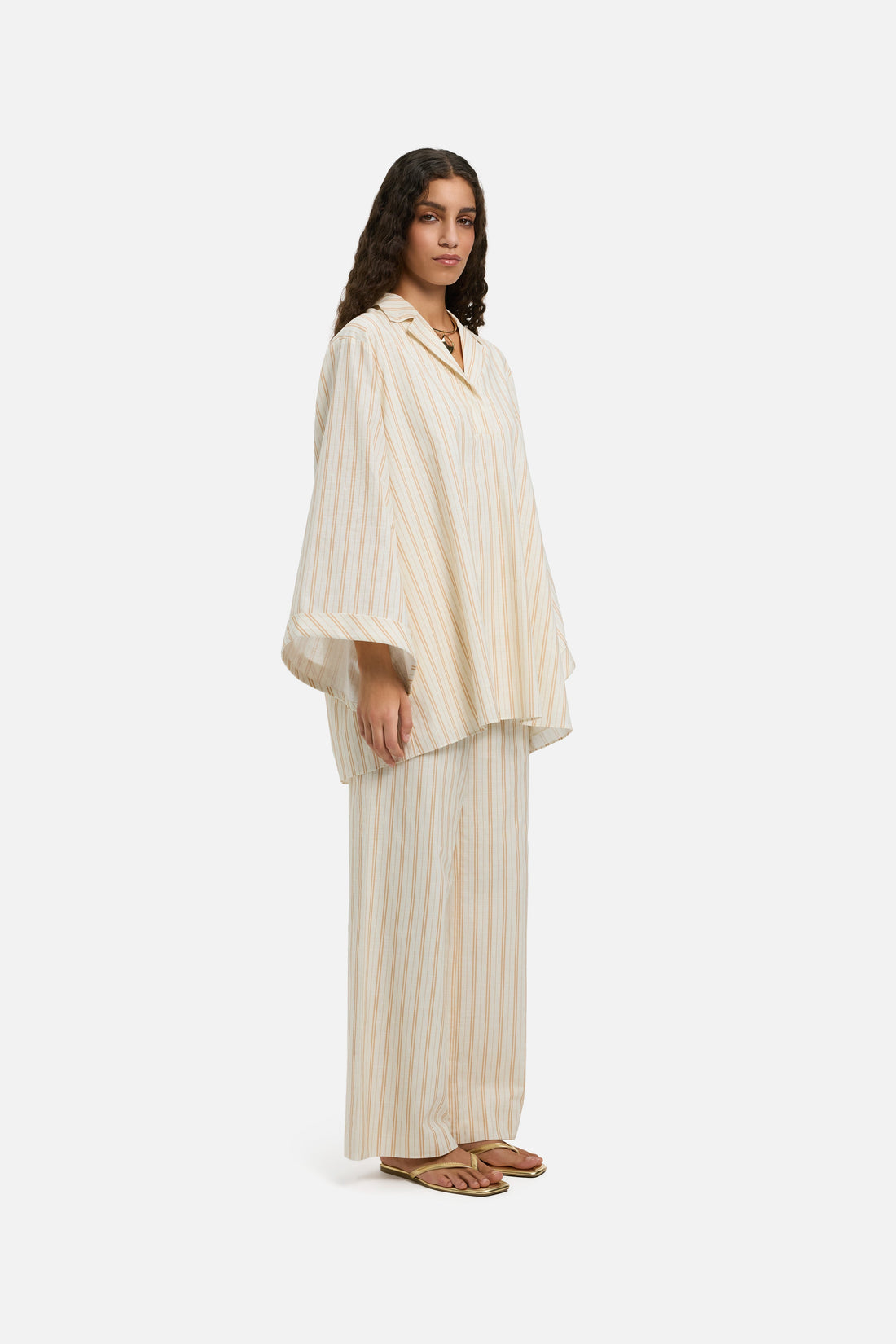 Rayé Wide Pantalon | Biscotti Stripe