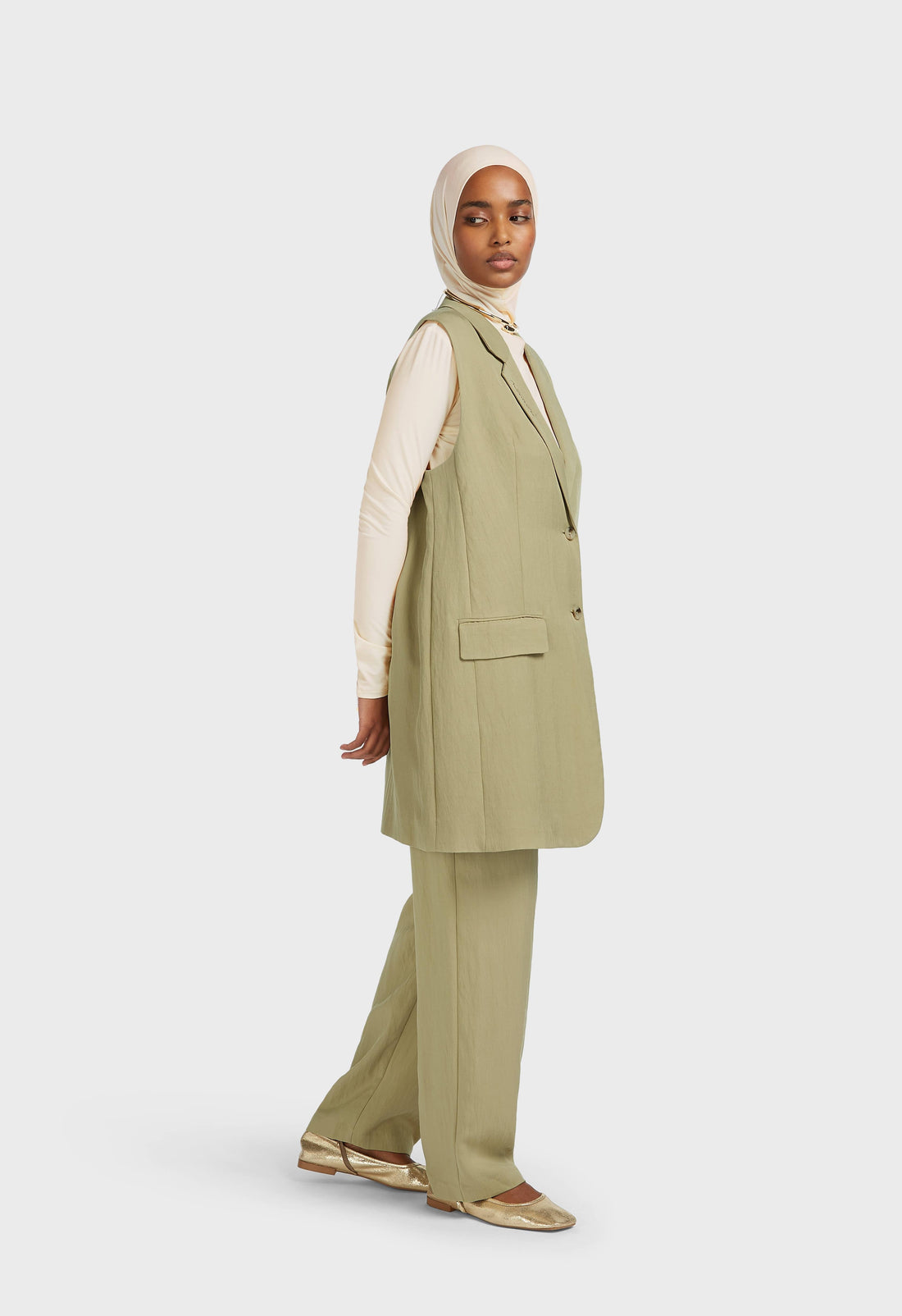 Structured Tailored Pantalon | Grey Green
