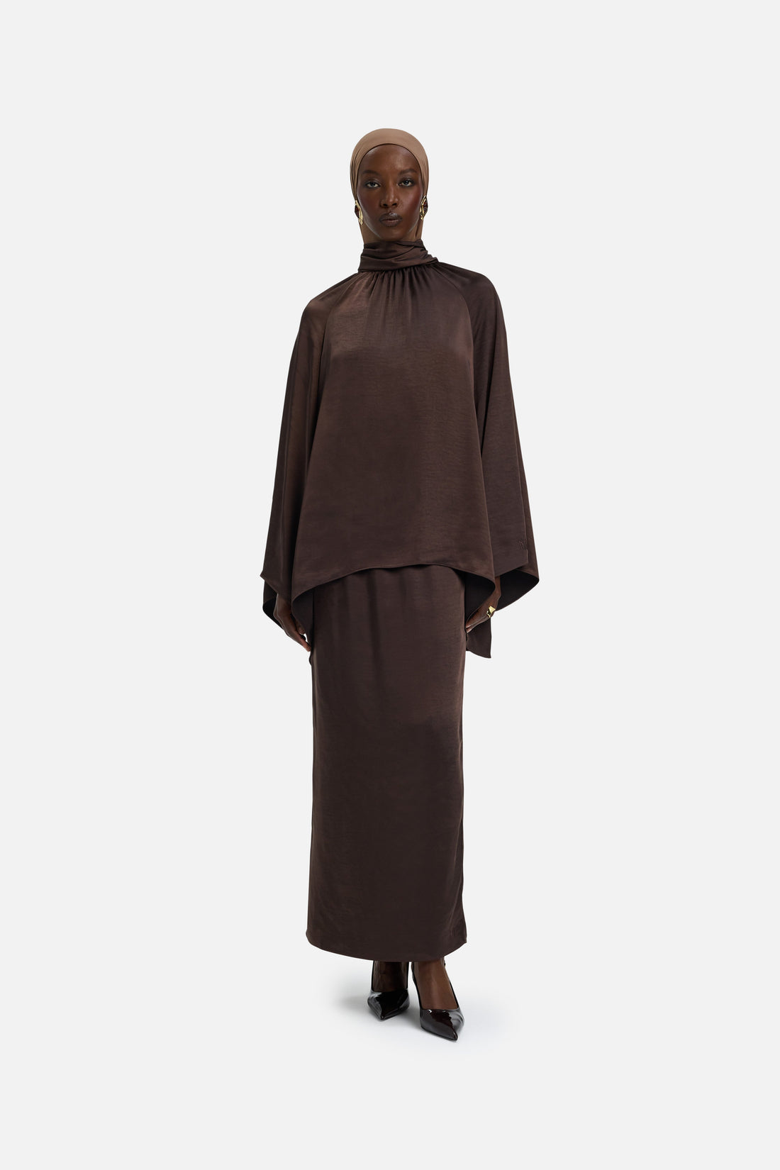 Volume Pleat Jupe | Dark Brown