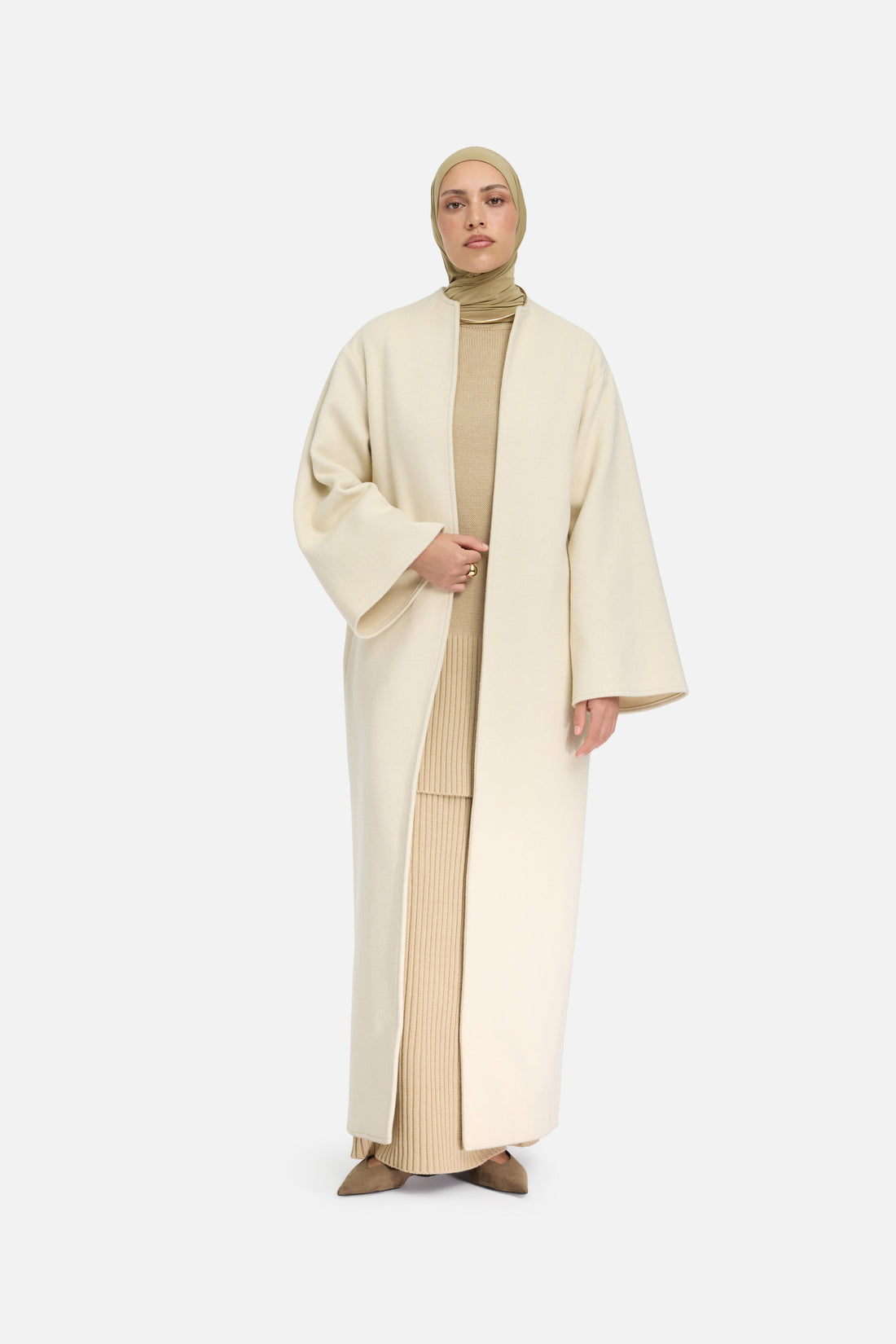 Laine Blend Abaya | Cloud White