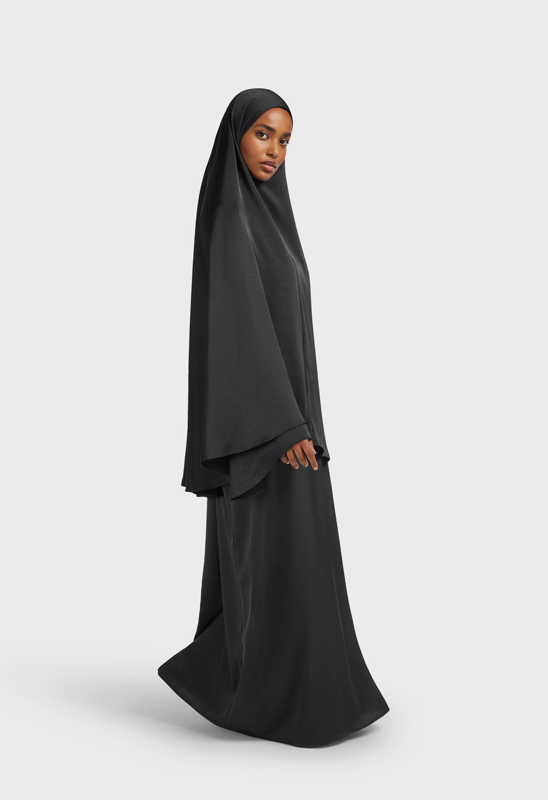 Tissé Satin Khimar | Black