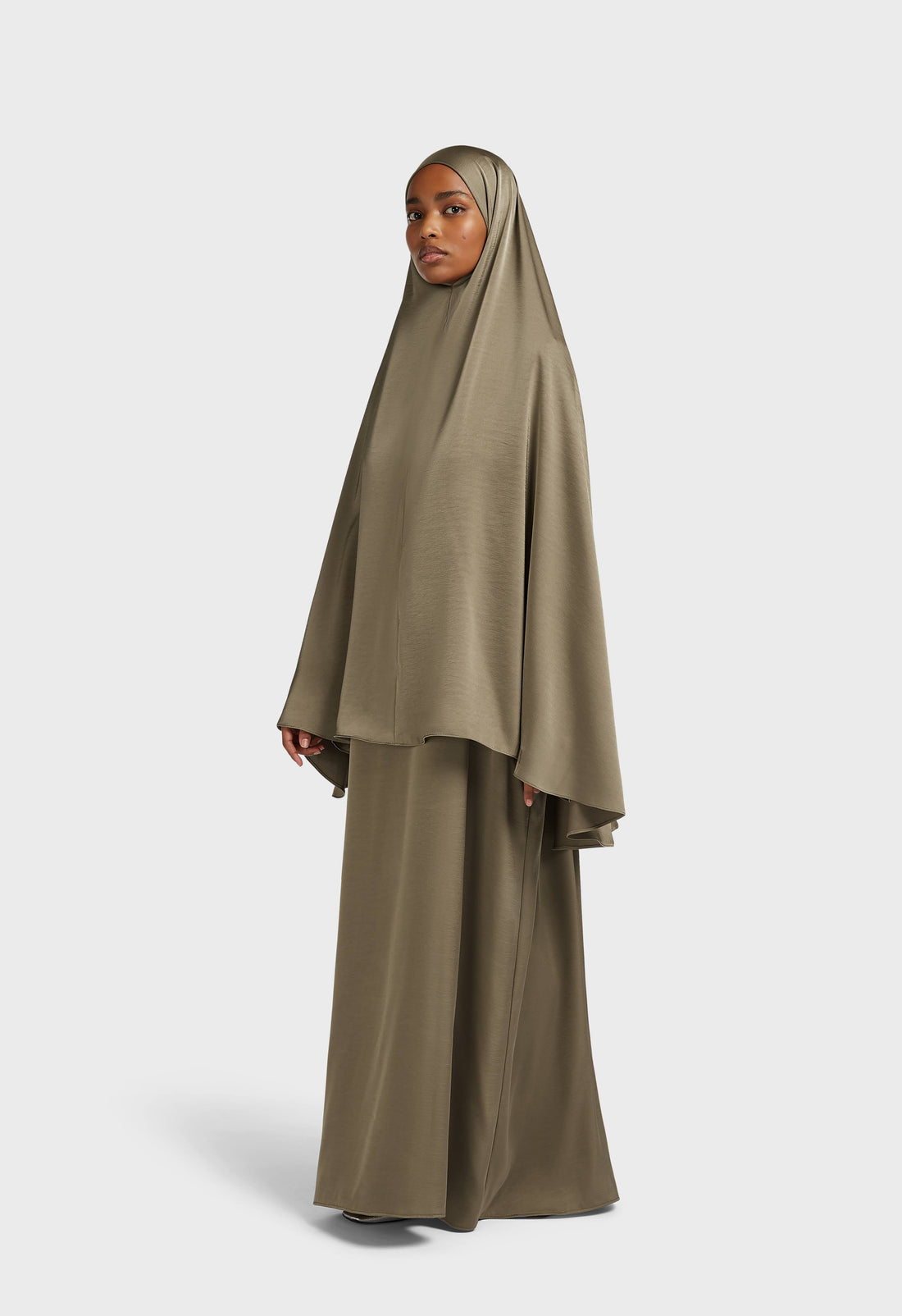 Tissé Satin Khimar | Desert Brown